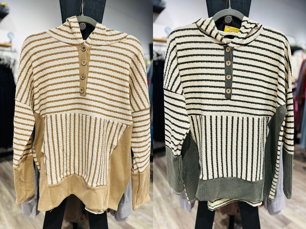 Long Sleeve Striped Hoodie