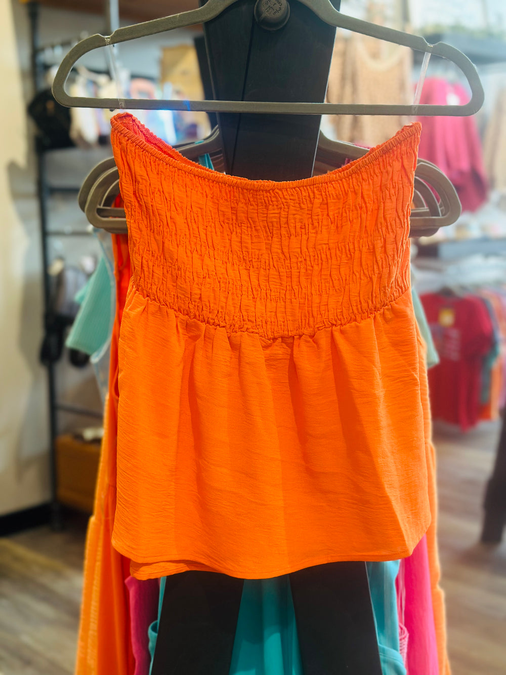 Orange Smocked Top