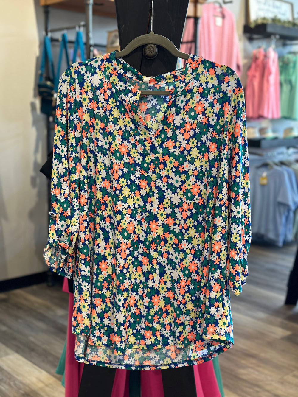 Curvy ~ 3/4 Sleeve Printed Top