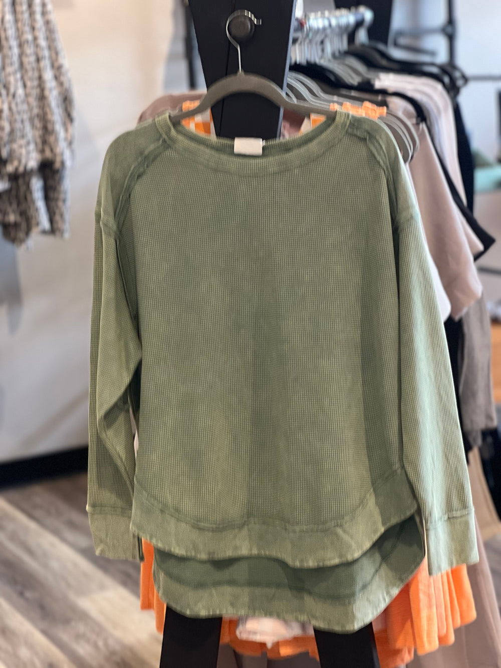 Mineral Wash Elbow Patch Top