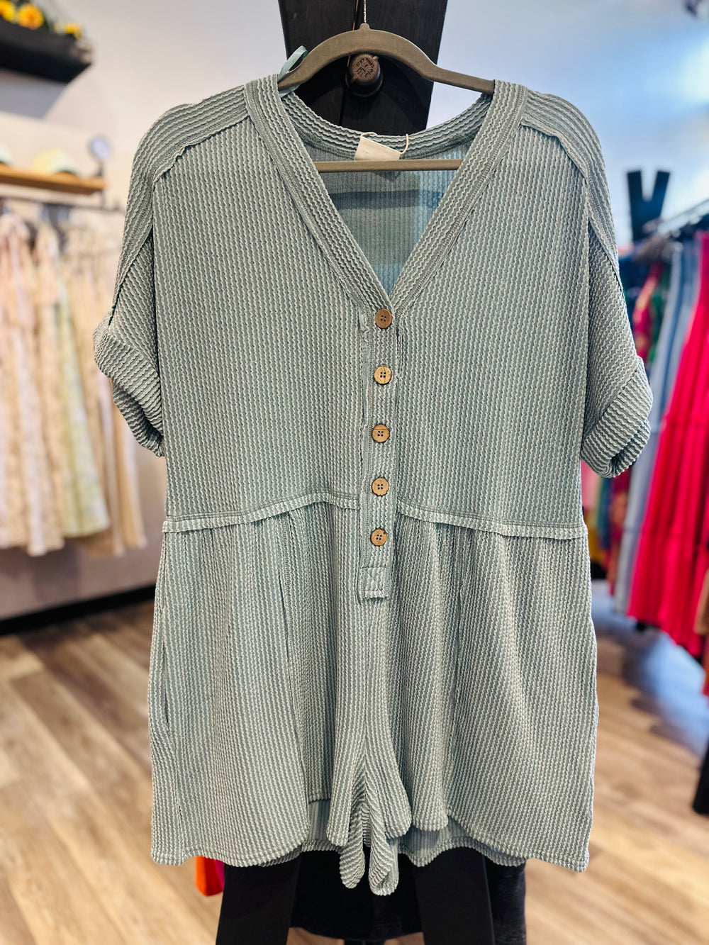 Solid Ribbed Romper