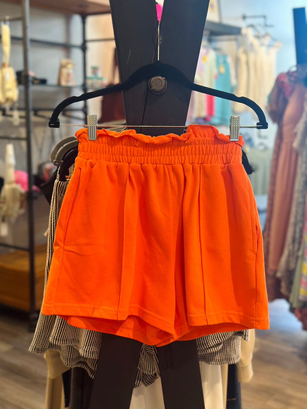 Orange Smocked Shorts