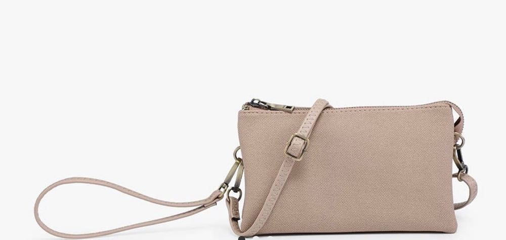 Taupe Canvas Crossbody/Wristlet