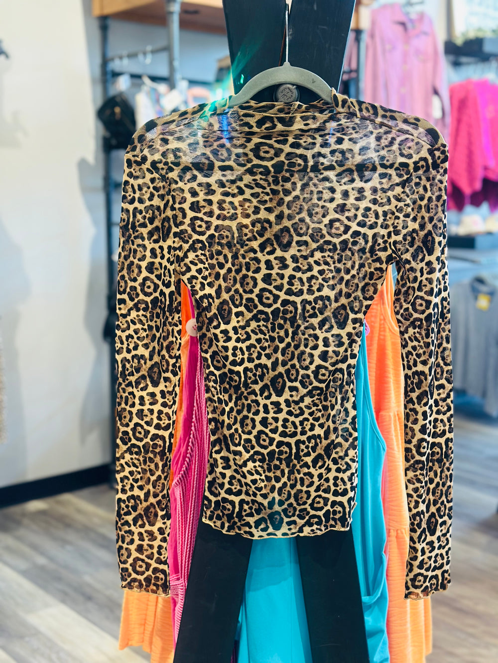 Animal Print Mesh Top