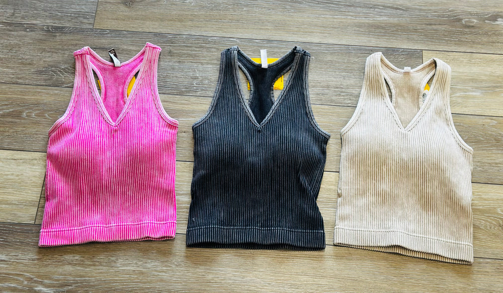 Washed Ribbed Cropped Tank