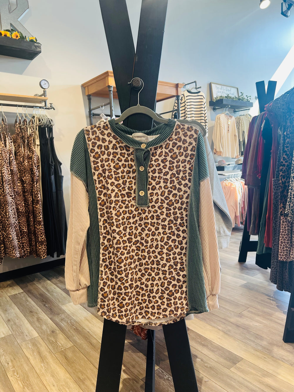 Teal Animal Print Top