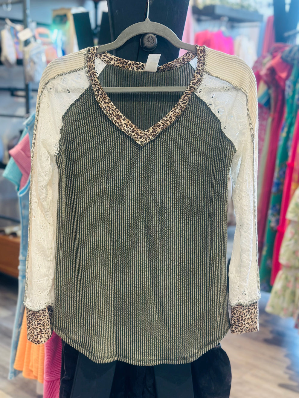 Mixed Print Contrast Top