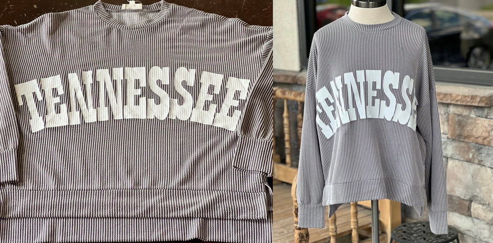 Gray Tennessee Ribbed Crew Pullover