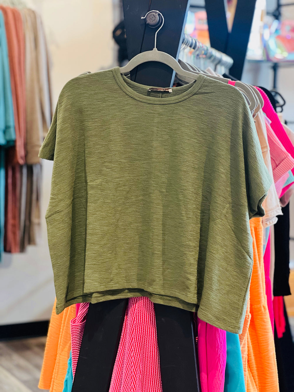 Olive Cotton Oversize Tee