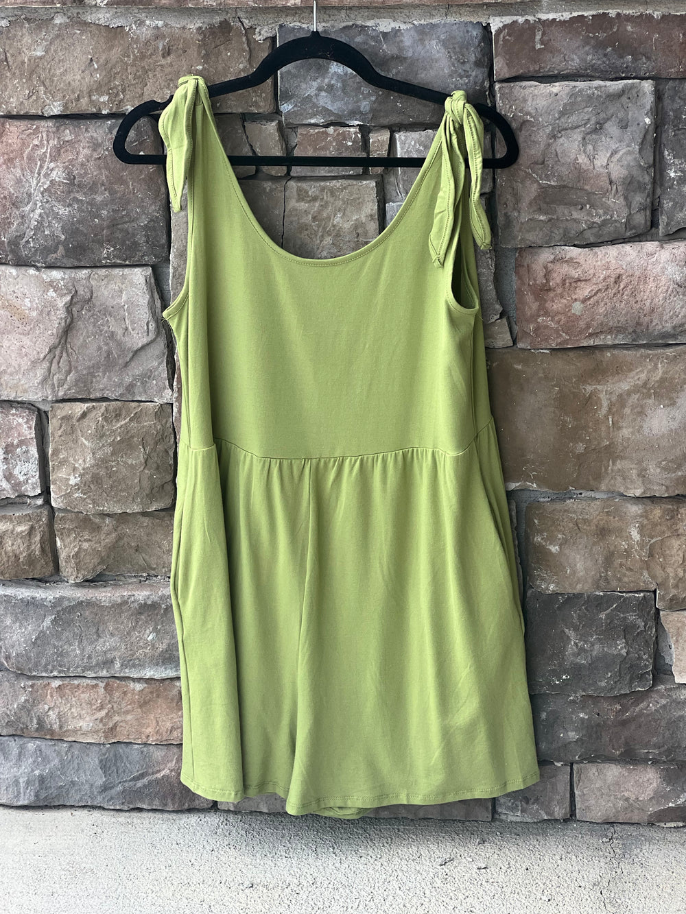 Olive Shoulder Tie Romper