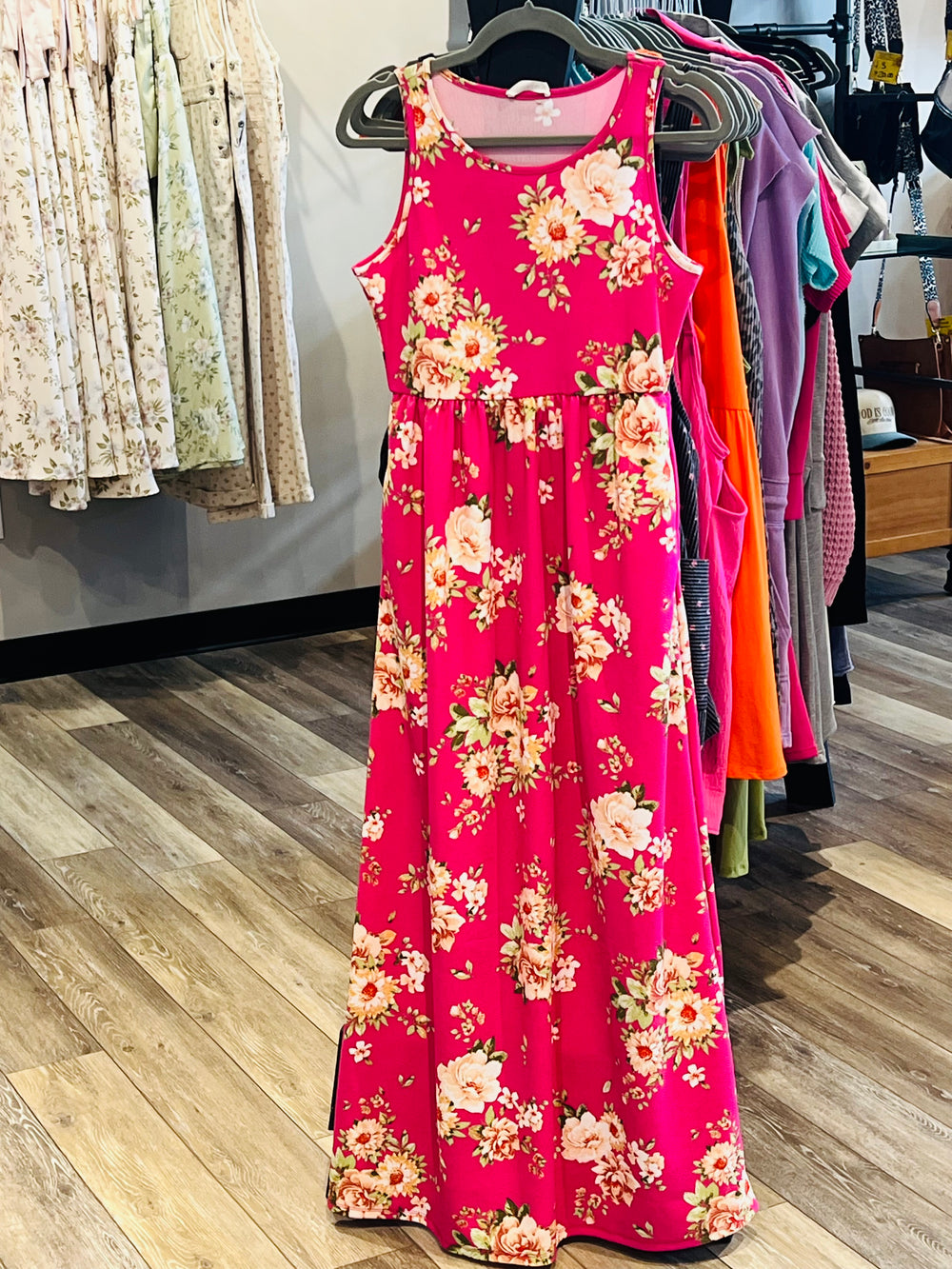 Pink Floral Sleeveless Dress