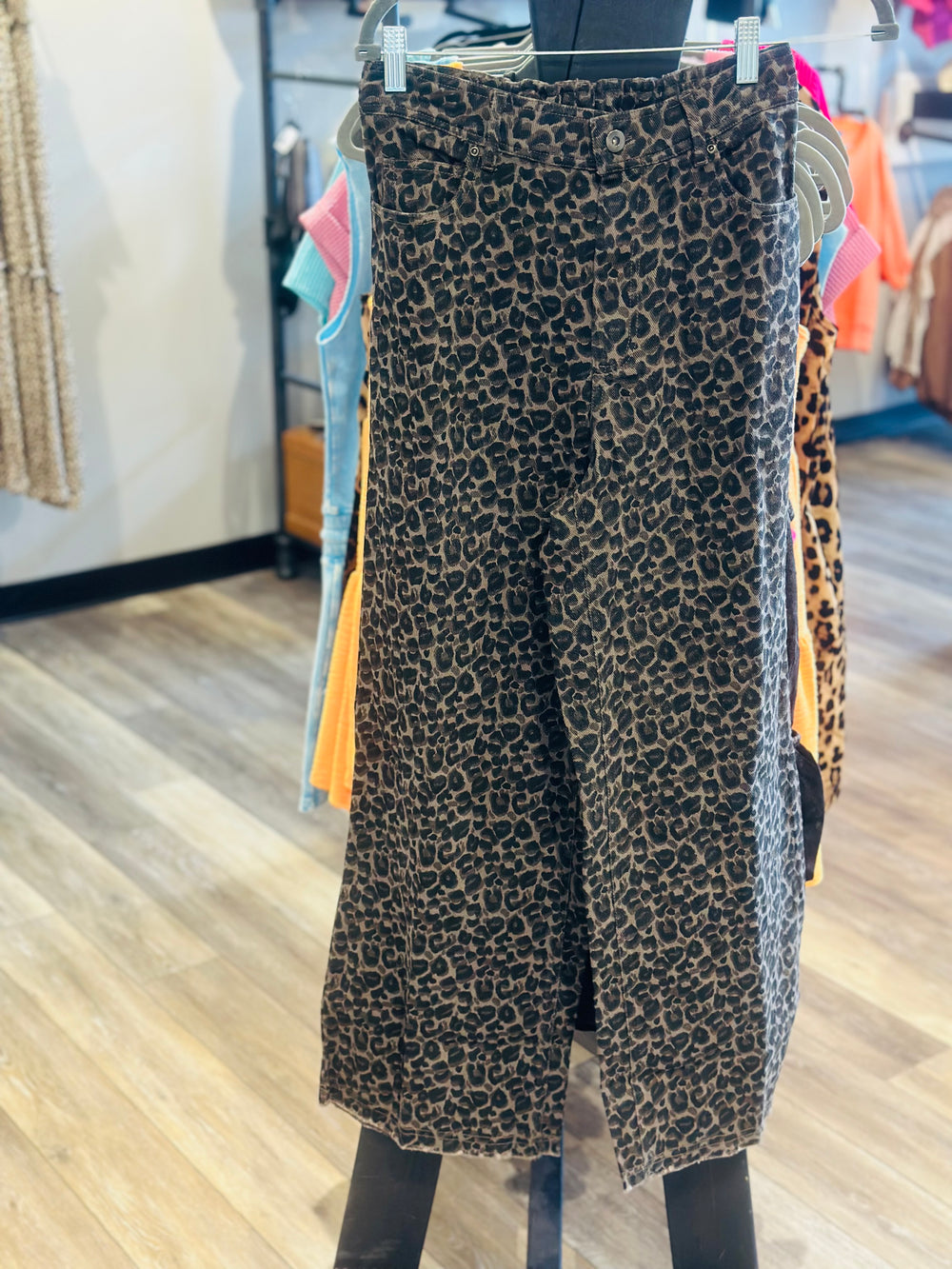 Gray Leopard Print Pants