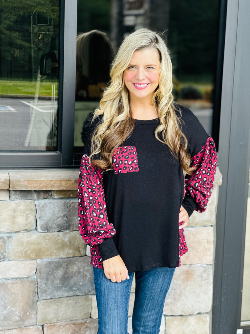Leopard Contrast Top