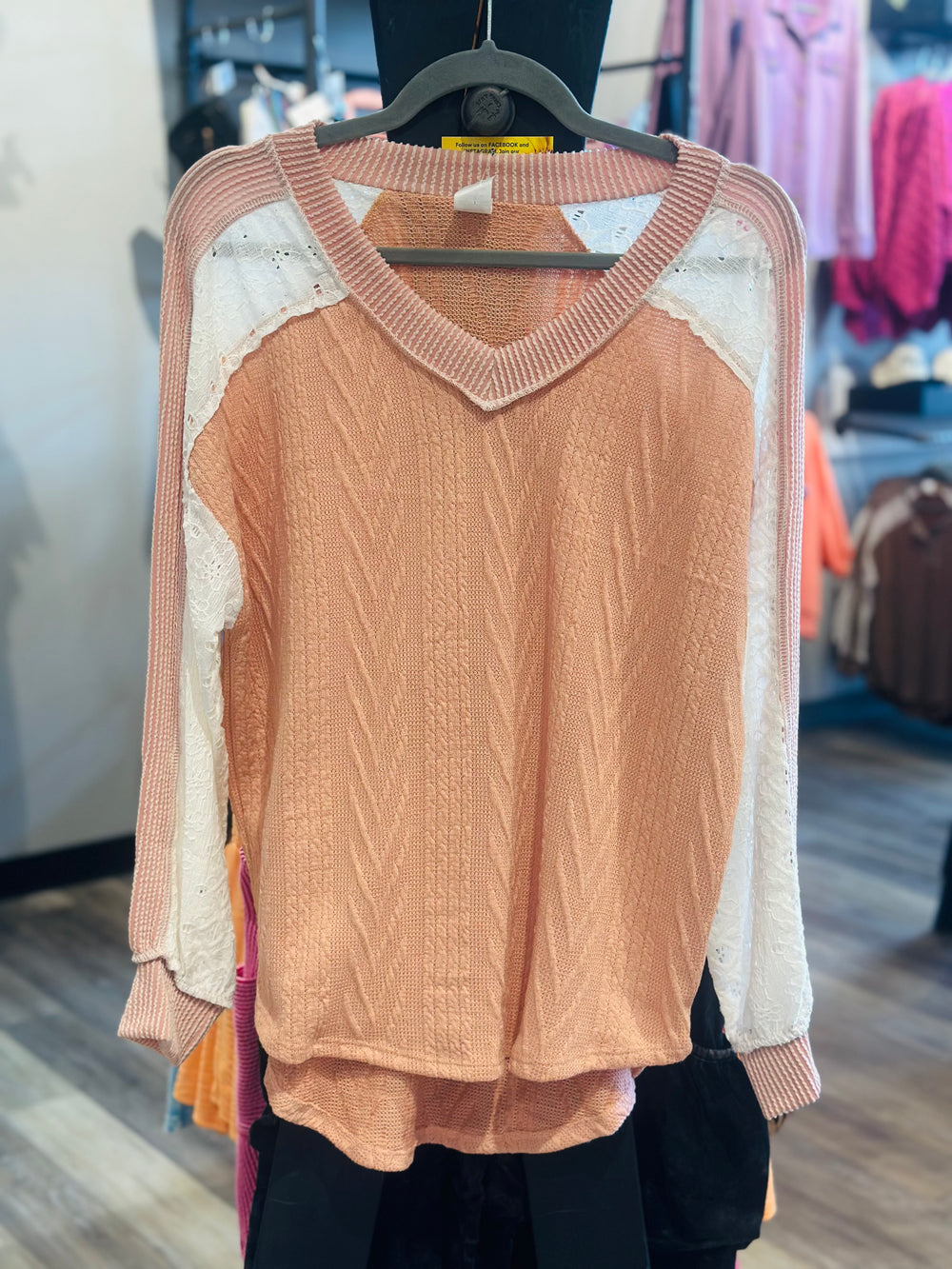 Cable Knit Color Block Top