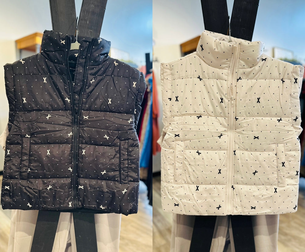 Polka Dot Bow Puffer Vest