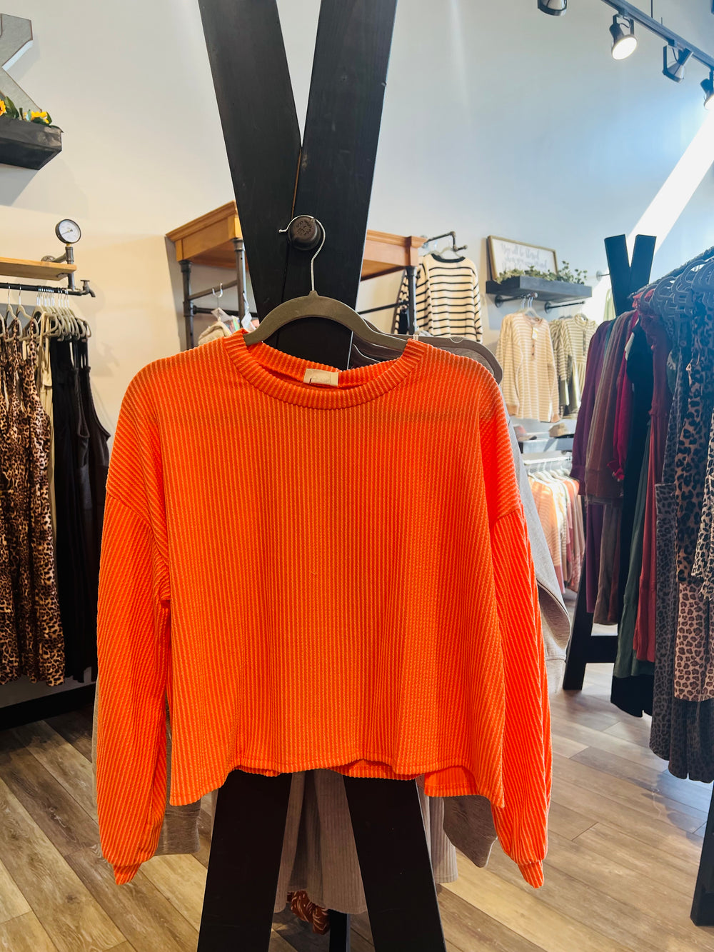Orange Ribbed Top