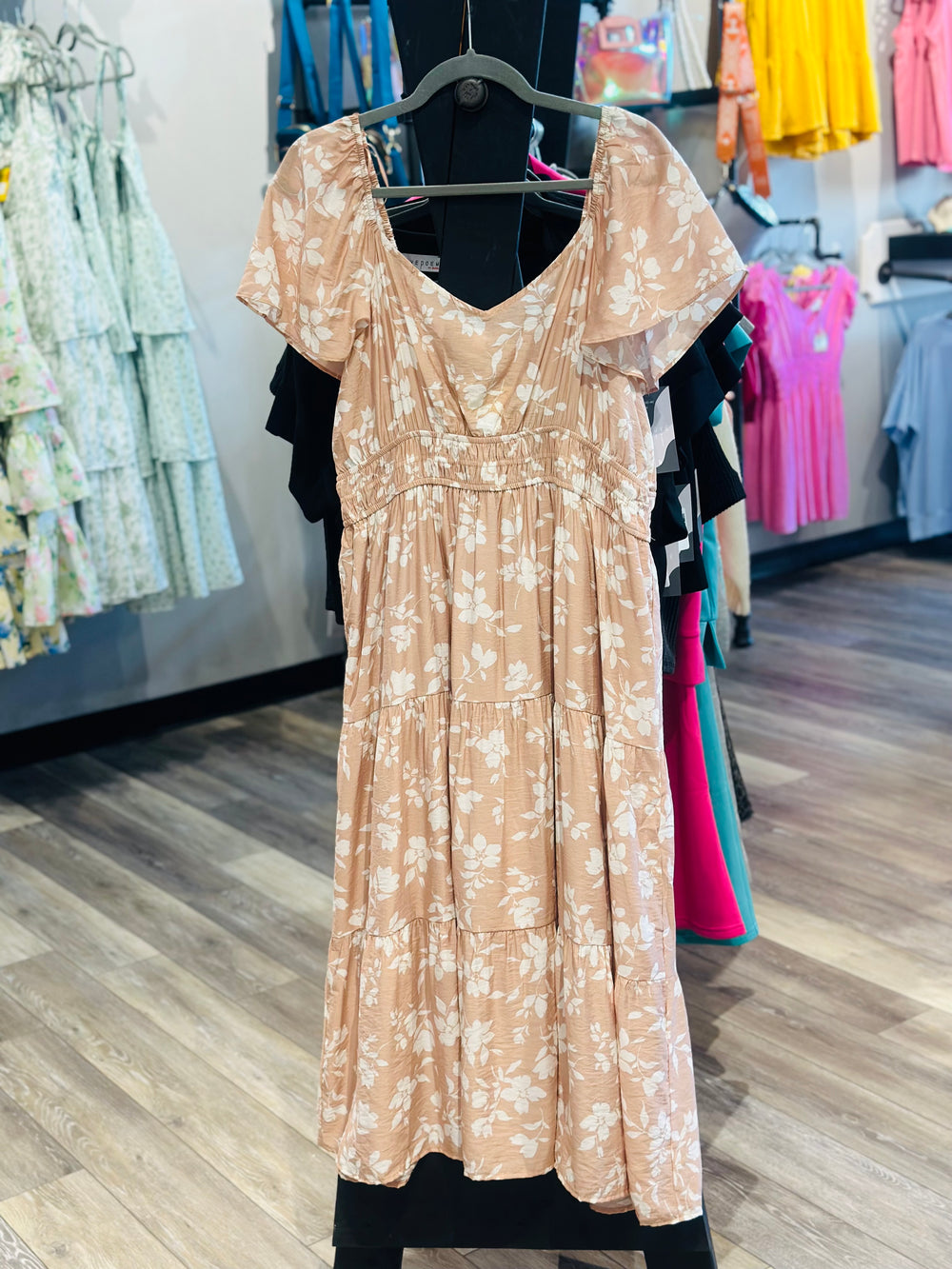 Curvy ~ Floral Scoop Neck Dress