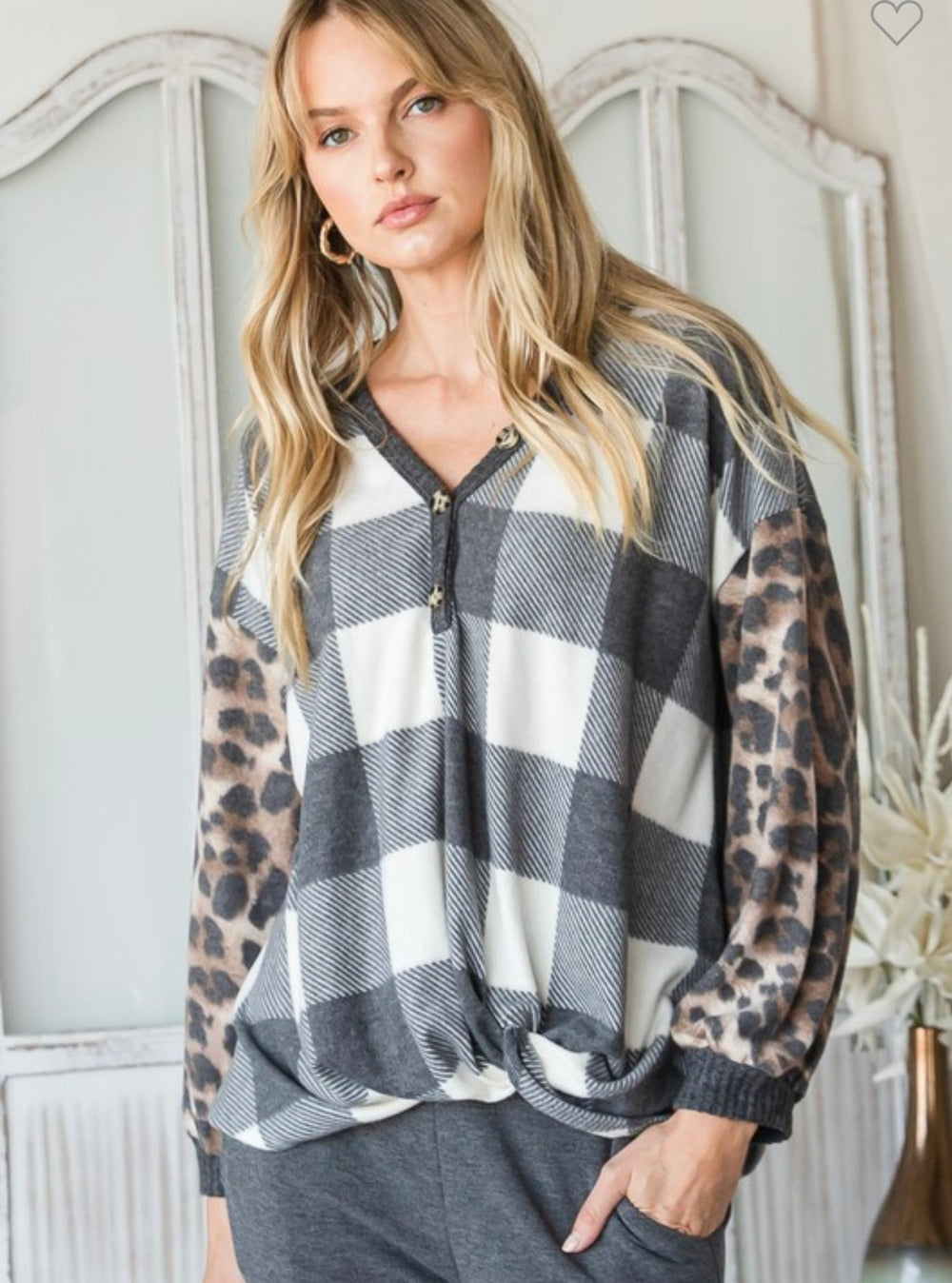 Black and White Plaid Tops