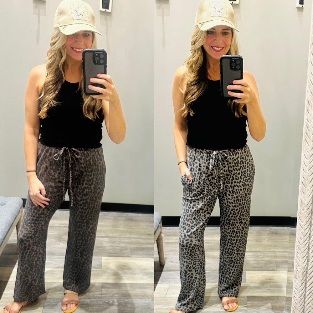 Animal Print Ribbed Urban Pants