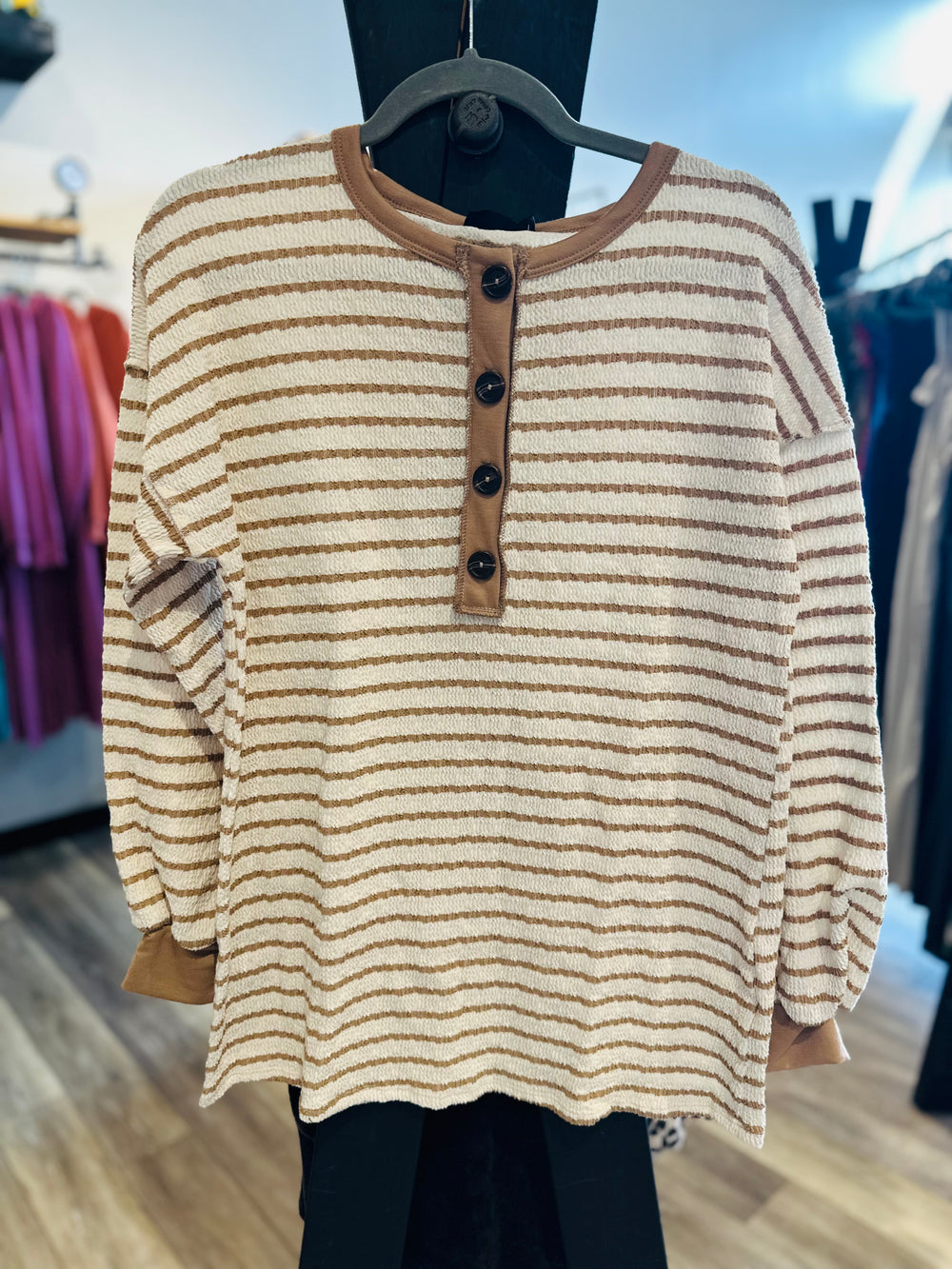 Striped Puff Long Sleeve Top