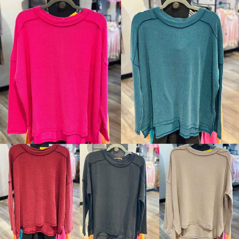 Curvy ~ Long Sleeve Ribbed Tops