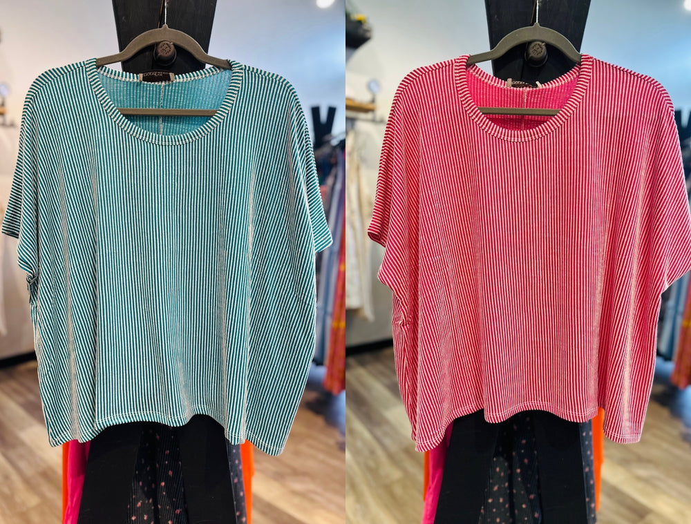 Corded Striped Ribbed Top