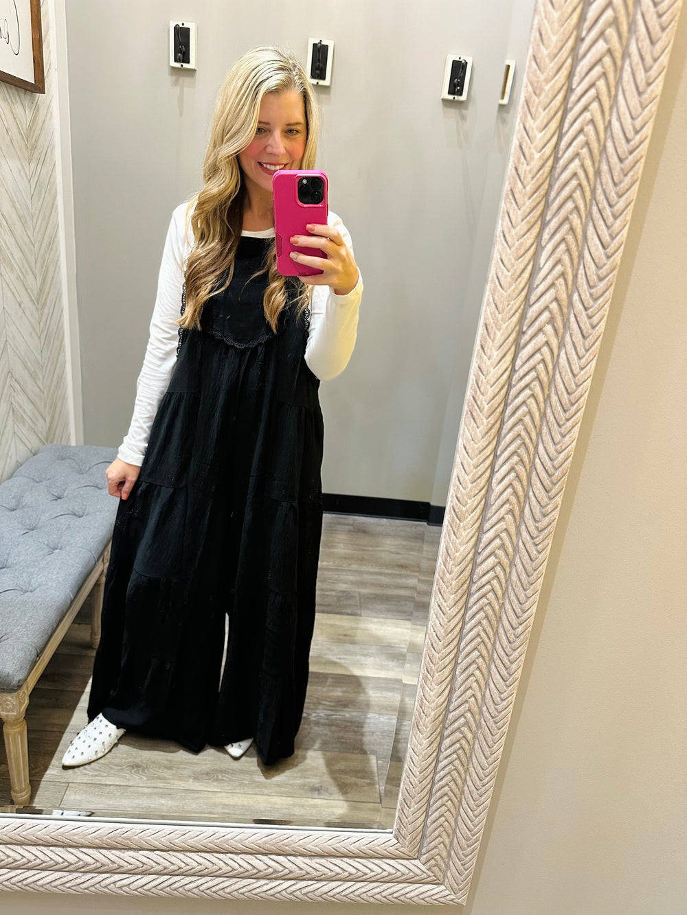Curvy ~ Black Tiered Overalls