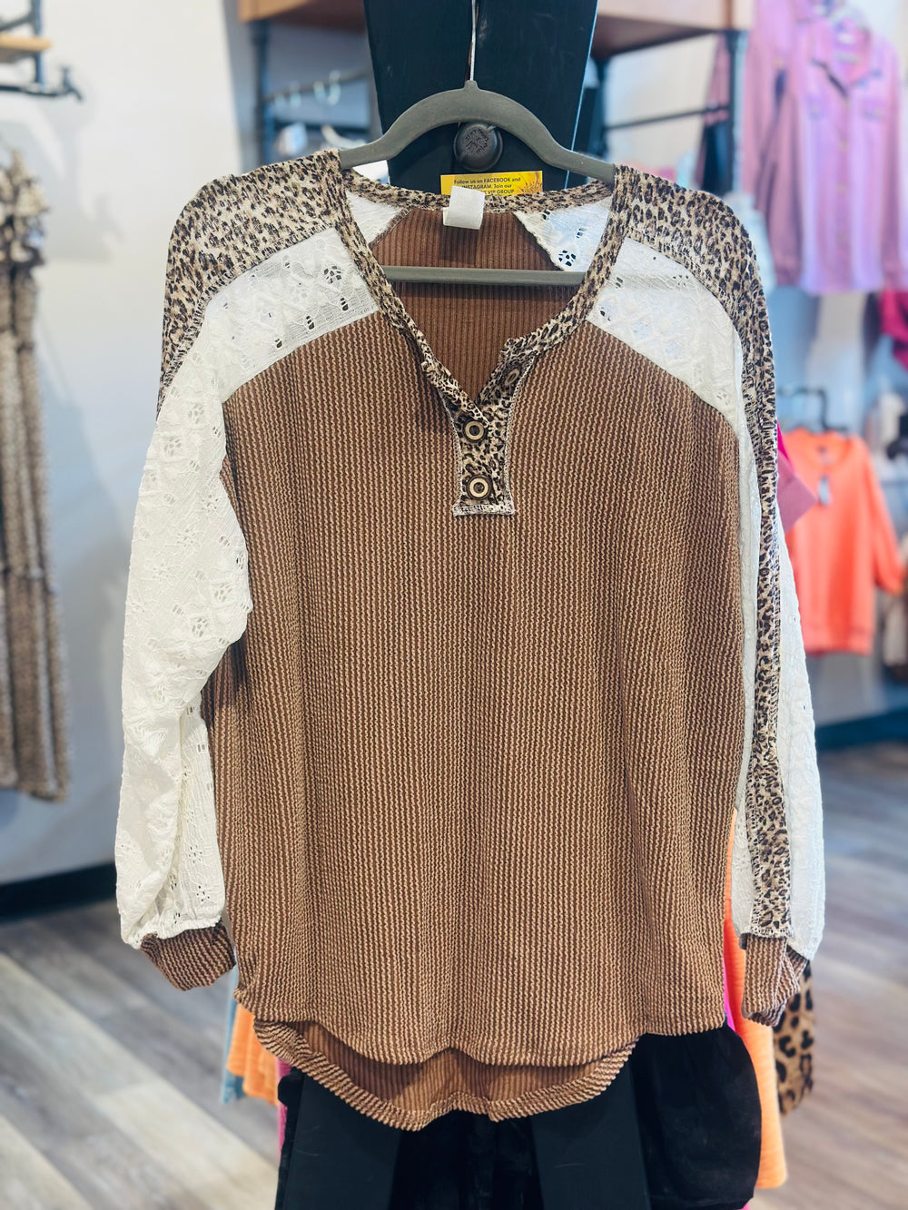 Color Block Animal Print Top