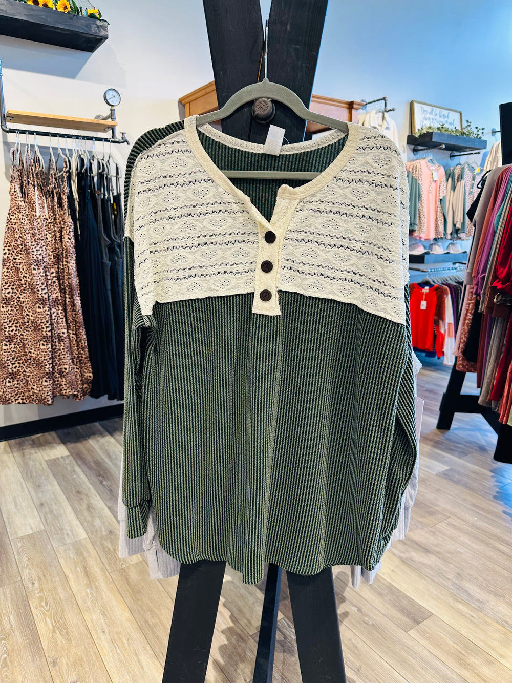 Curvy ~ Olive Lace Top