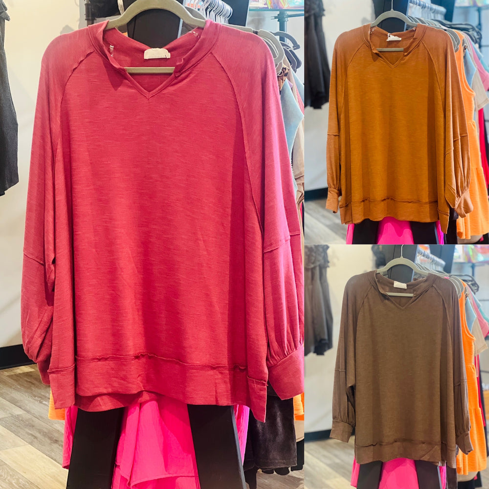 Split V-Neck Top