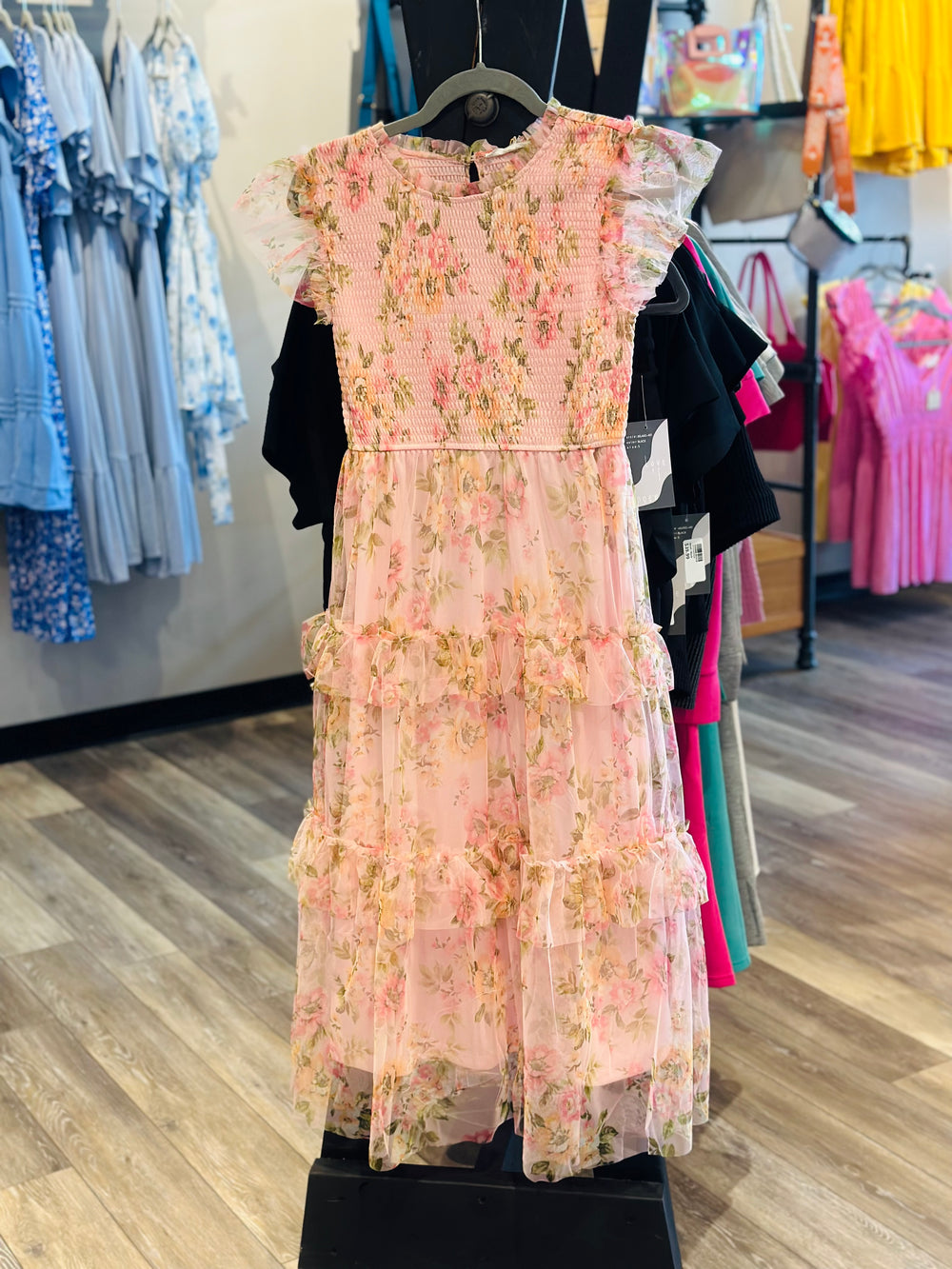 Pink Smocked Ruffle Dress
