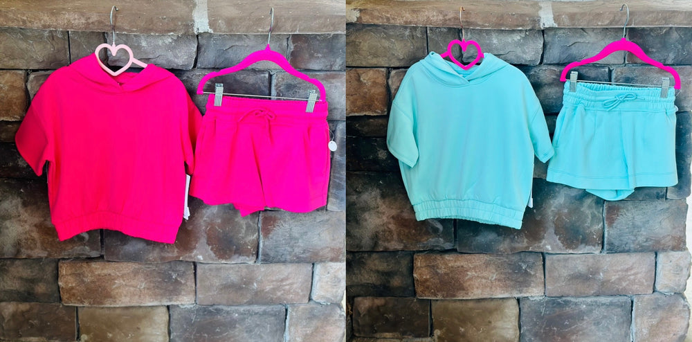 Little Girls Scuba Hoodie Pullover Shorts Set