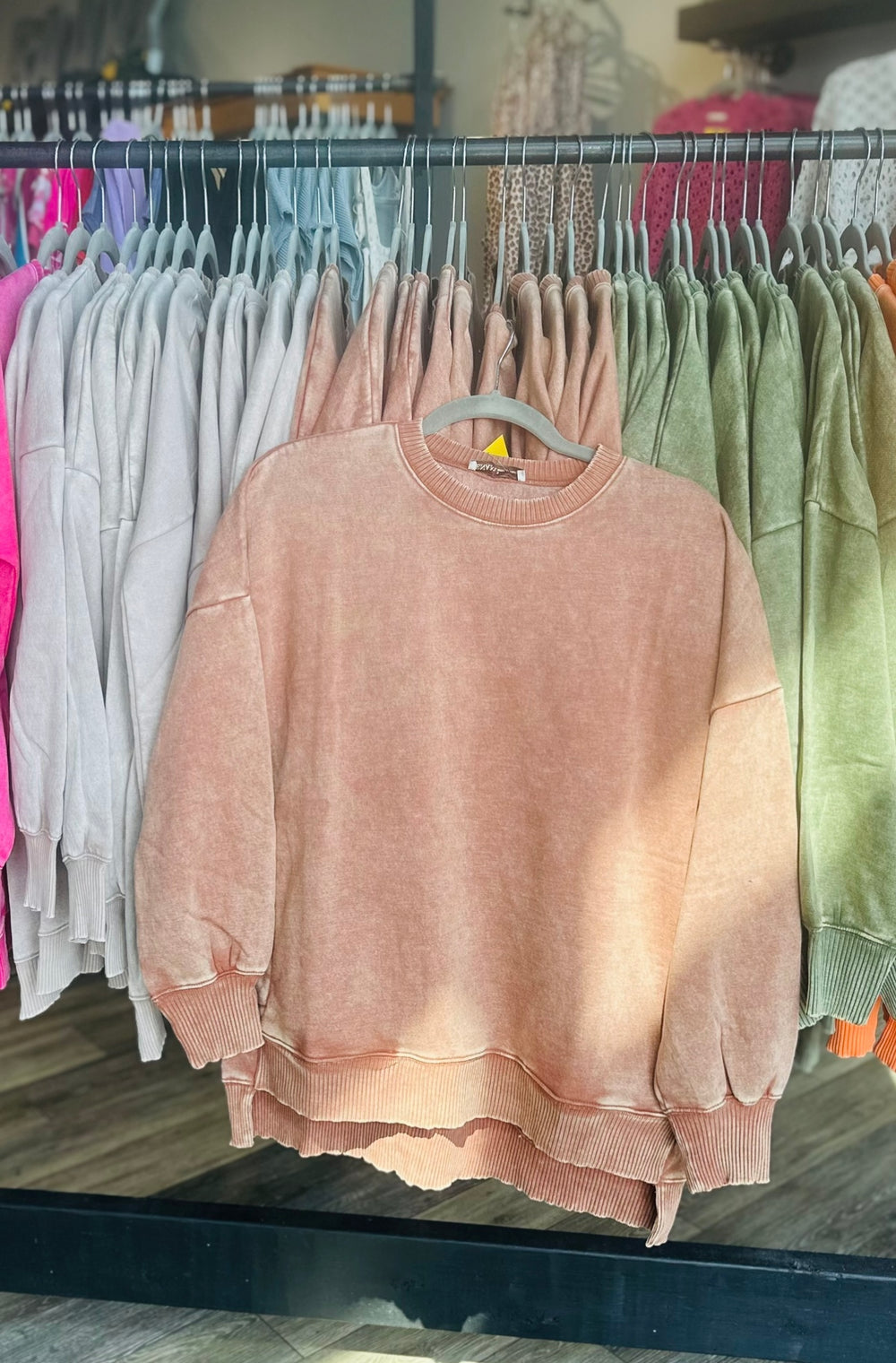 Curvy ~ Acid Wash High Low Sweatshirt