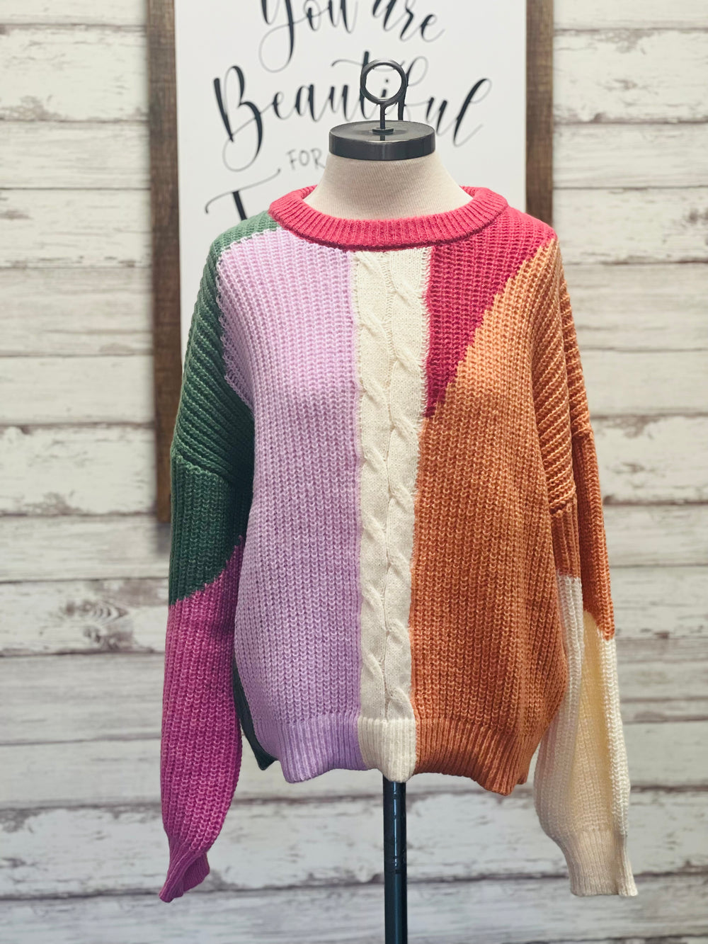 Oversized Color Block Sweater