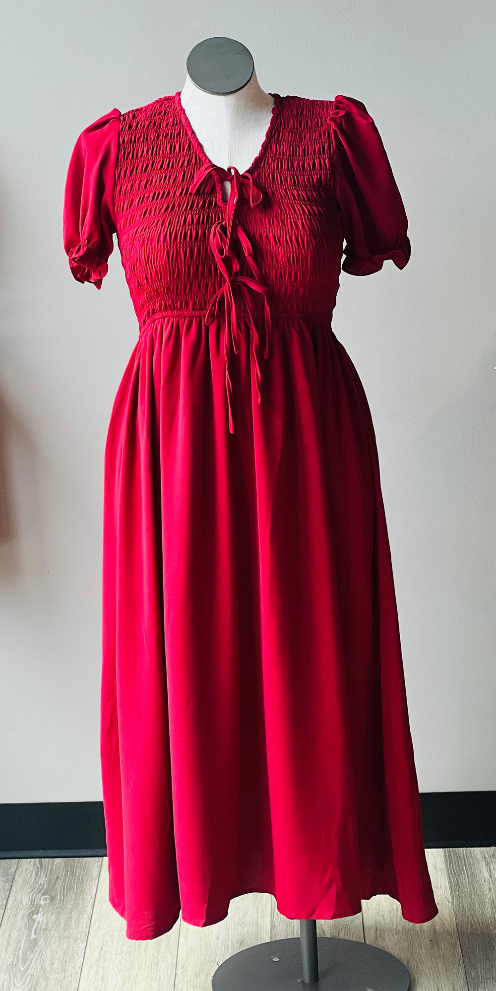 Front Tie Smocked Dress
