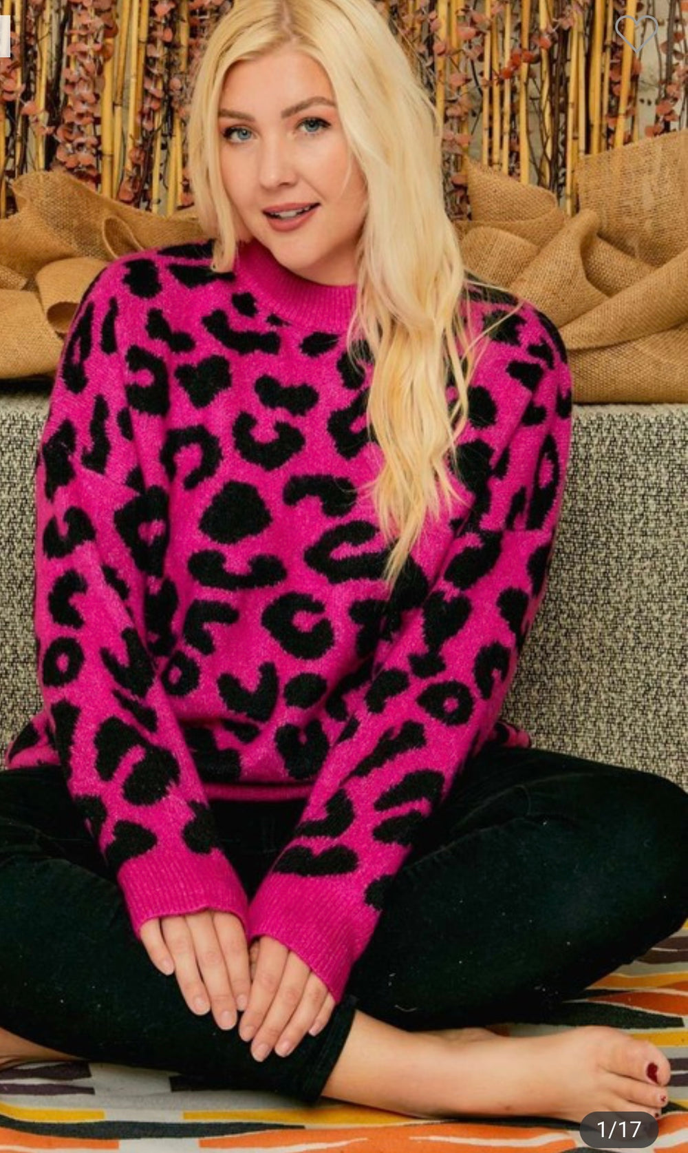 Curvy ~ Cozy Pink Animal Print Sweater