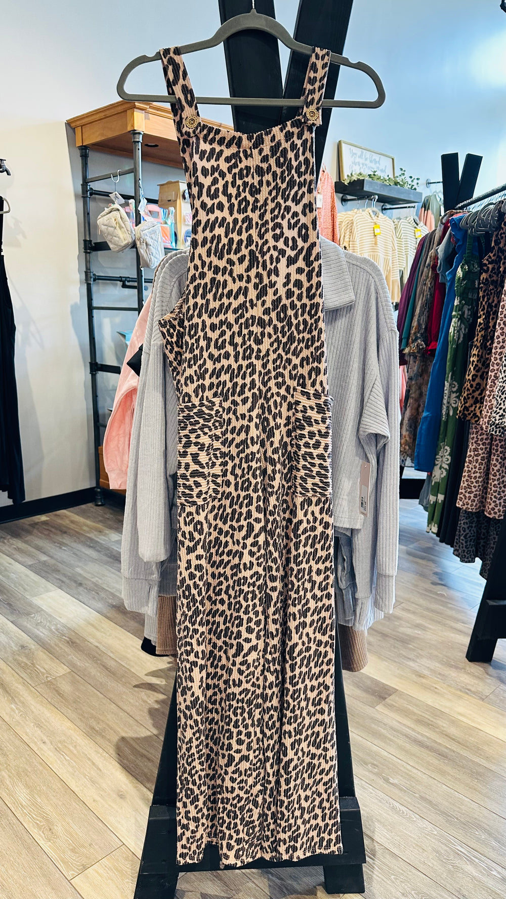 Animal Print Ribbed Jumpsuit