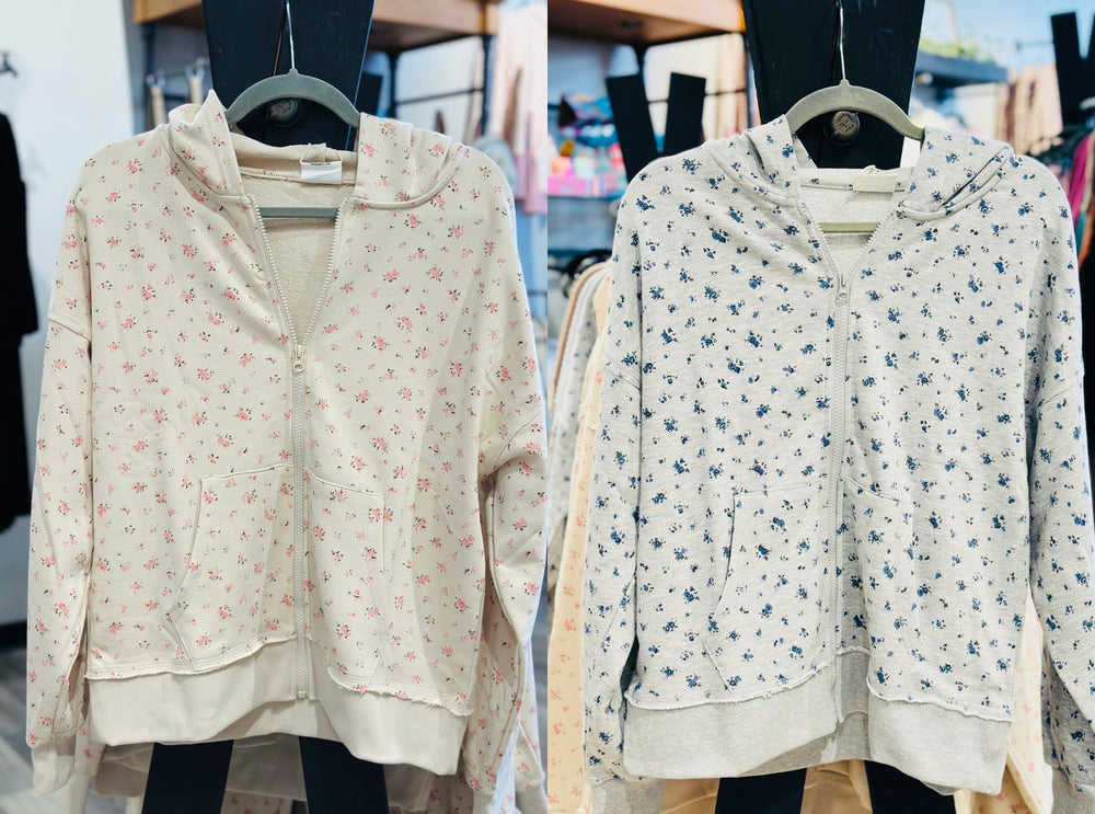 Floral Zip Up Hoodie Jacket