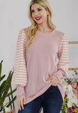 Ribbed Striped Sleeve Top