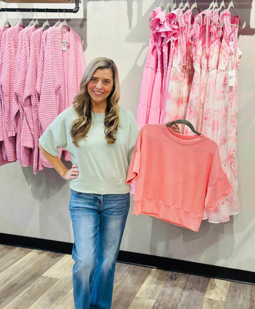 Crop Short Sleeve Ribbed Top