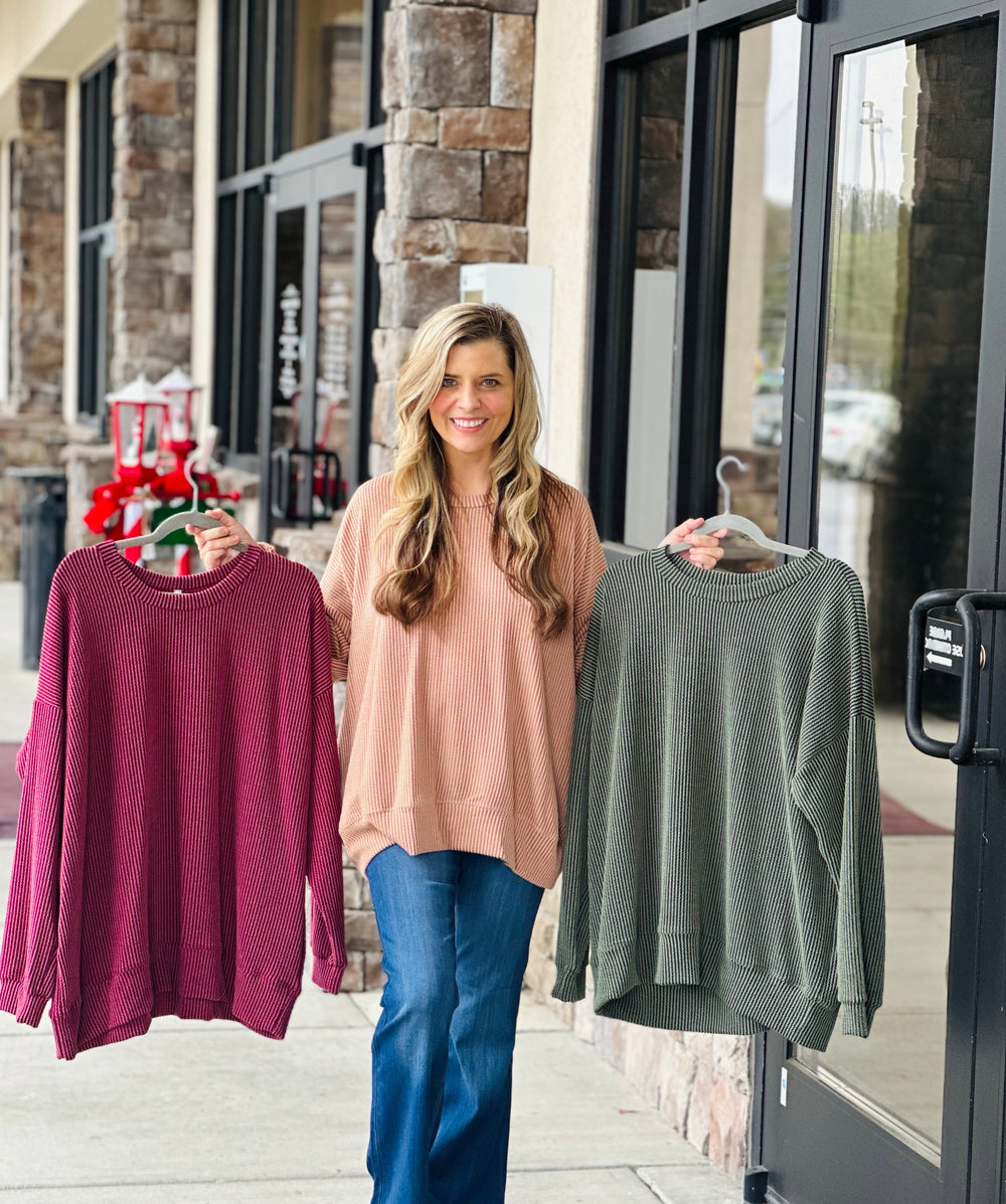 Oversized Ribbed Crew