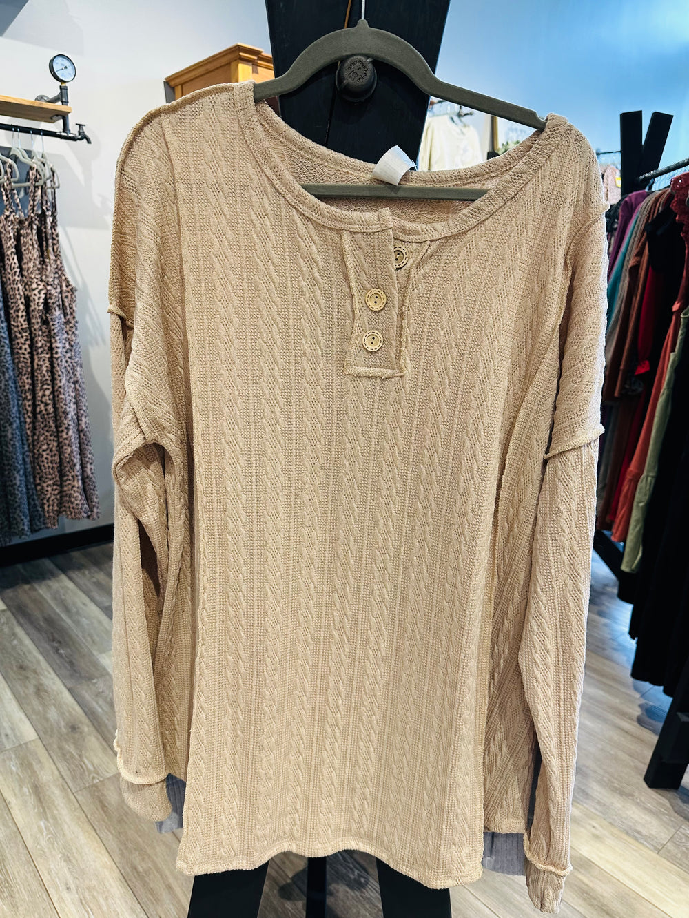 Curvy ~ Cable Knit Henley Top