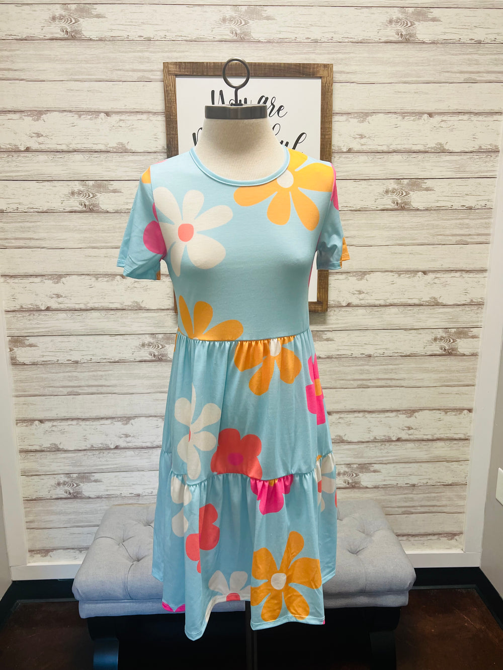 Blue Swingy Tiered Dress