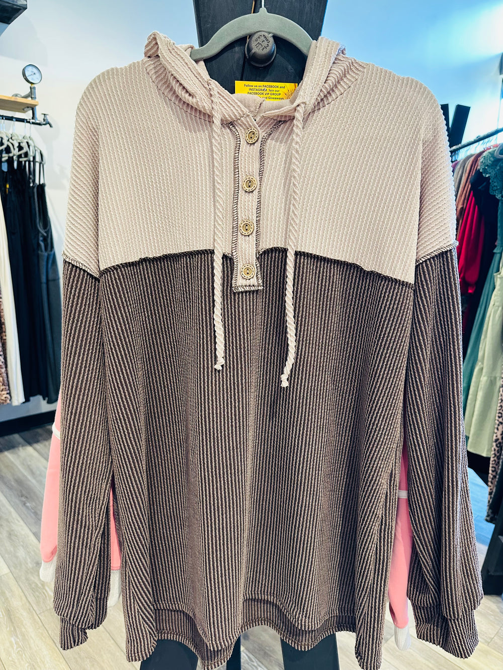 Curvy ~ Urban Ribbed Contrast Hoodie