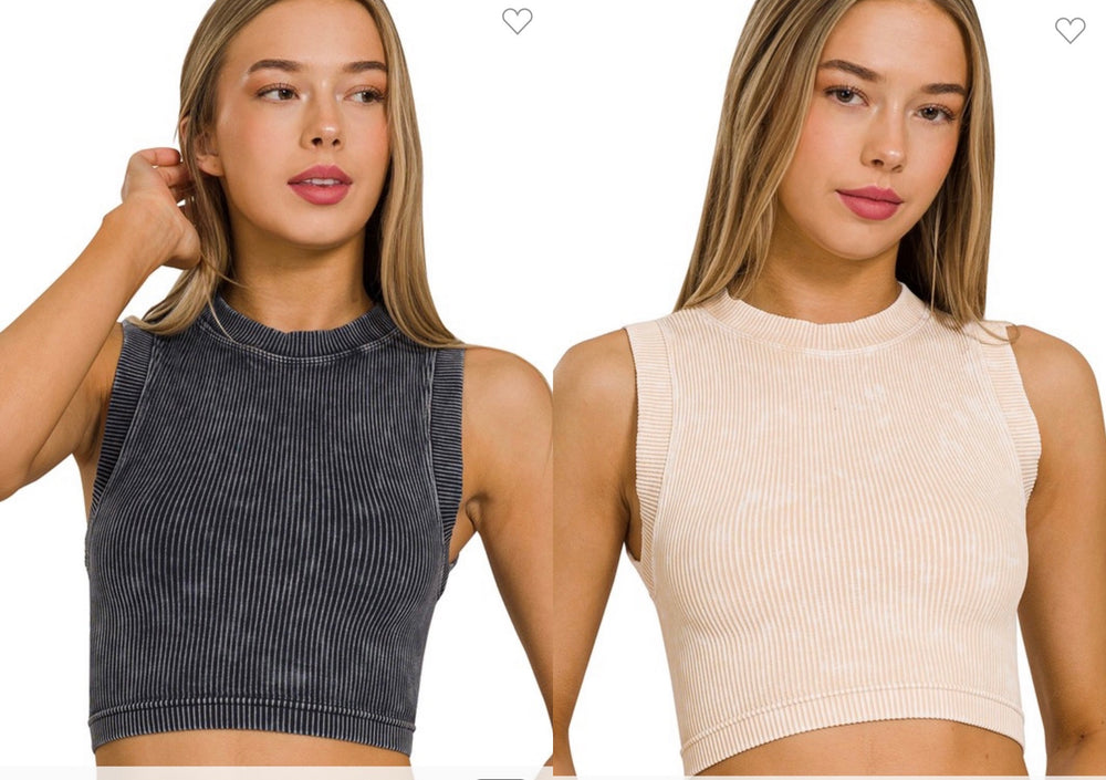 Stone Washed Seamless Crop Top