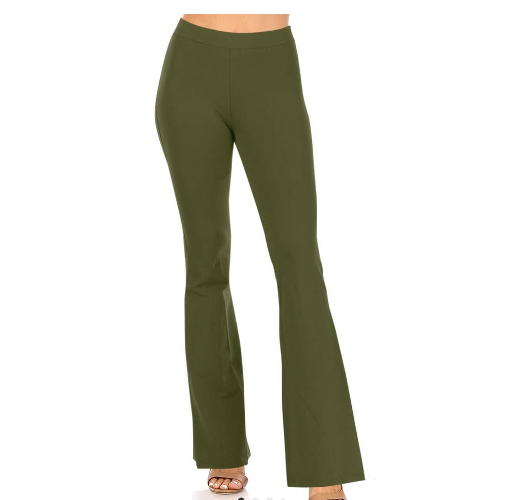 Olive High Rise Flare Pants