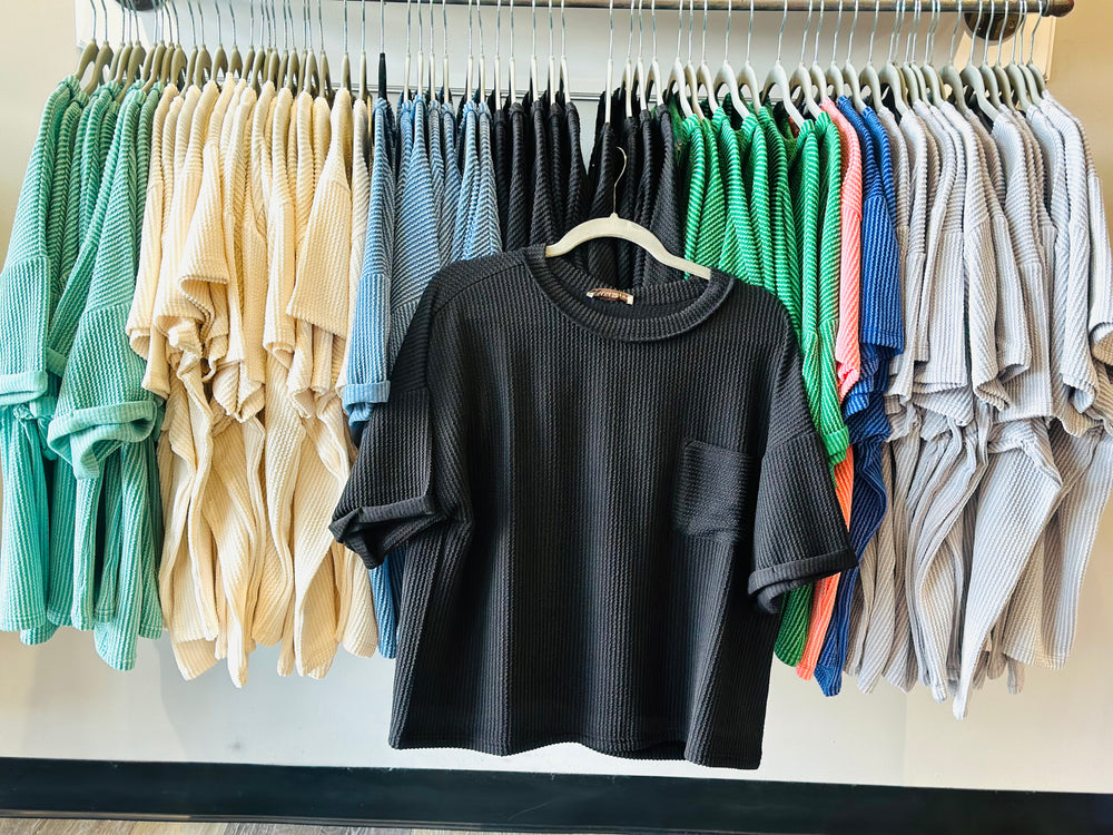 Corded Front Ribbed Pocket Top