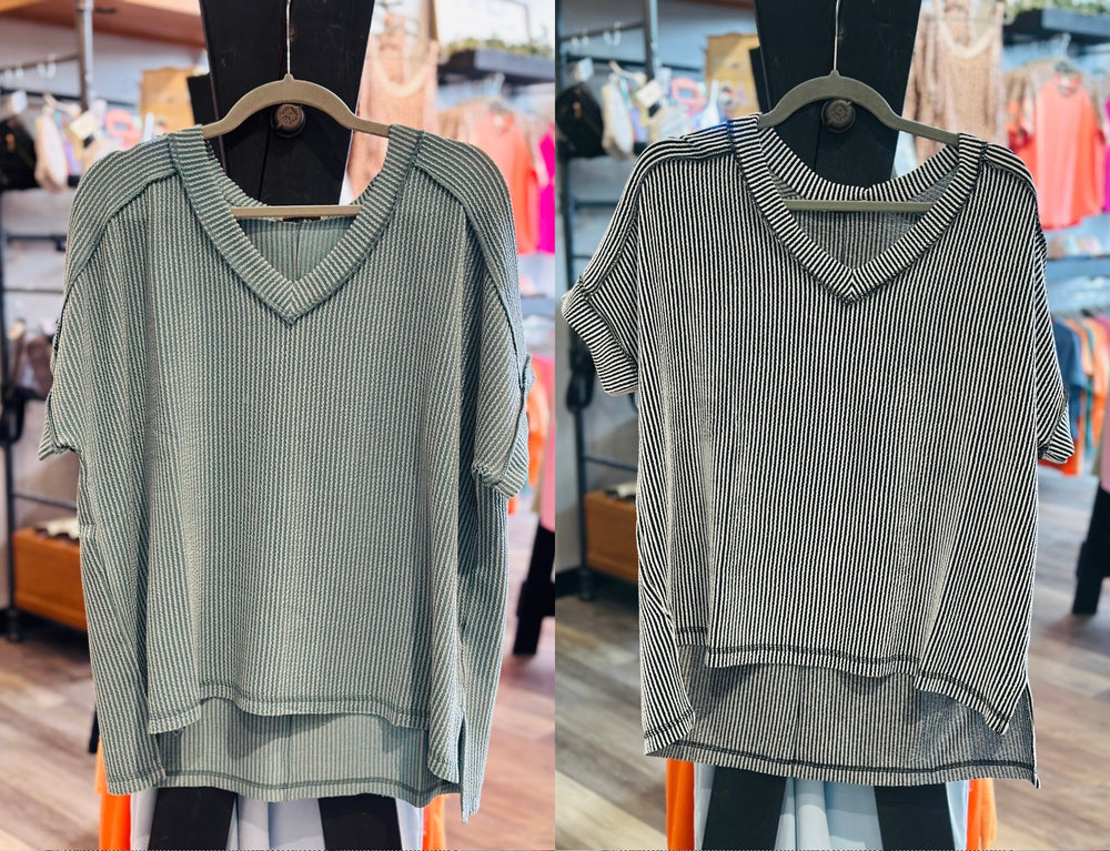 Ribbed V-Neck Top