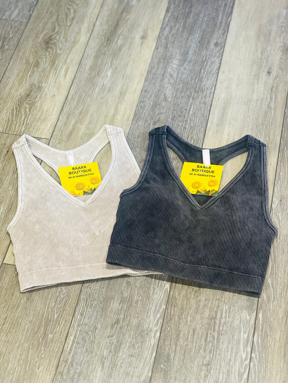 Ribbed V-Neck Cropped Tank