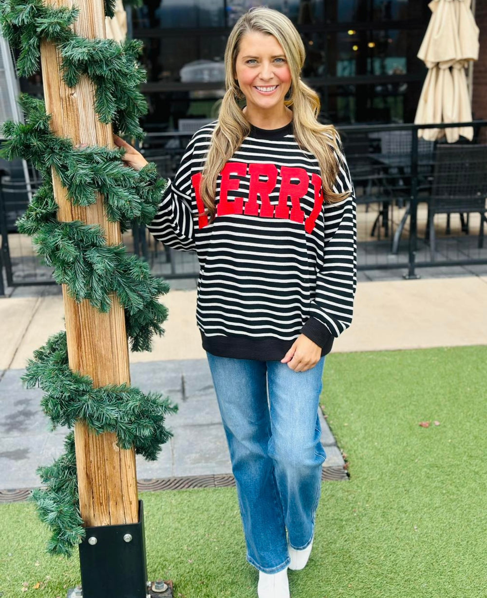 Merry Striped Cloudy Knit Sweatshirt